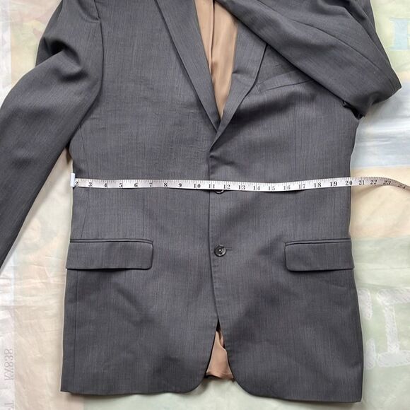 Calvin Klein Men's 2 Button Blazer Gray 40 R Sport Coat Jacket Luxury 100% Wool - Picture 7 of 12